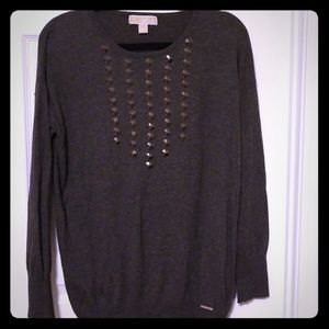 Michael Michael Kors Embellished Charcoal Sweater